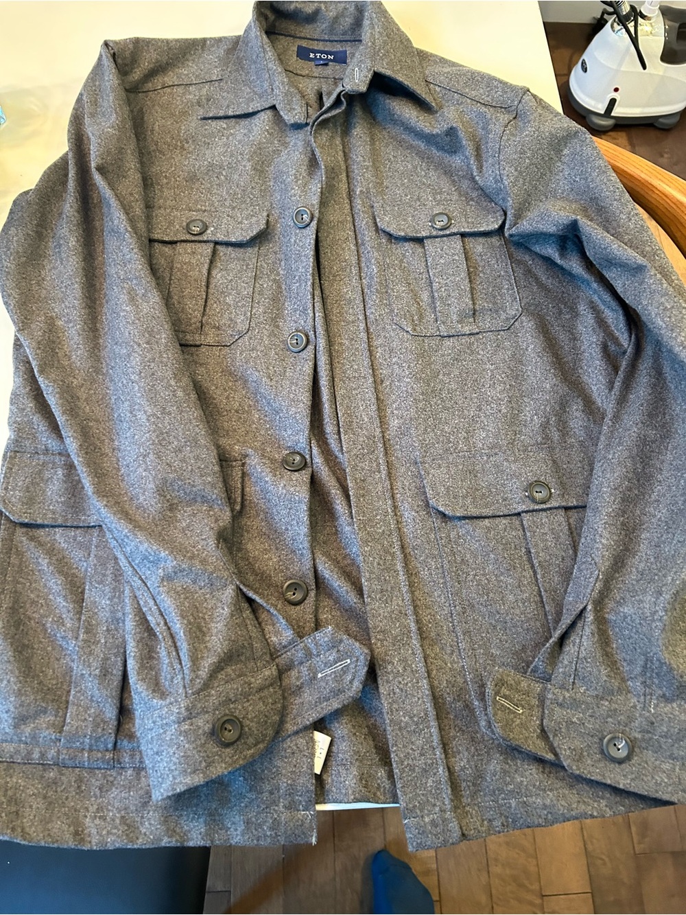 Eton Men's Gray Military Field Jacket